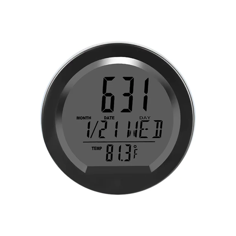 Car Solar Clock Thermometer With Backlight LCD Digital Display Car Interior Accessories