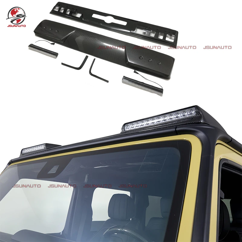 

Dry Carbon Fiber Part For Mercedes G63 Upgrade G800 Style Roof LED Lights Wing For G Wagon G400 W464 Front Spoiler Lamp