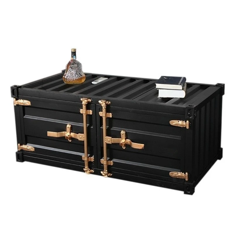 

Container coffee table furniture rectangular small apartment personalized creative wrought iron retro cabinet commercial