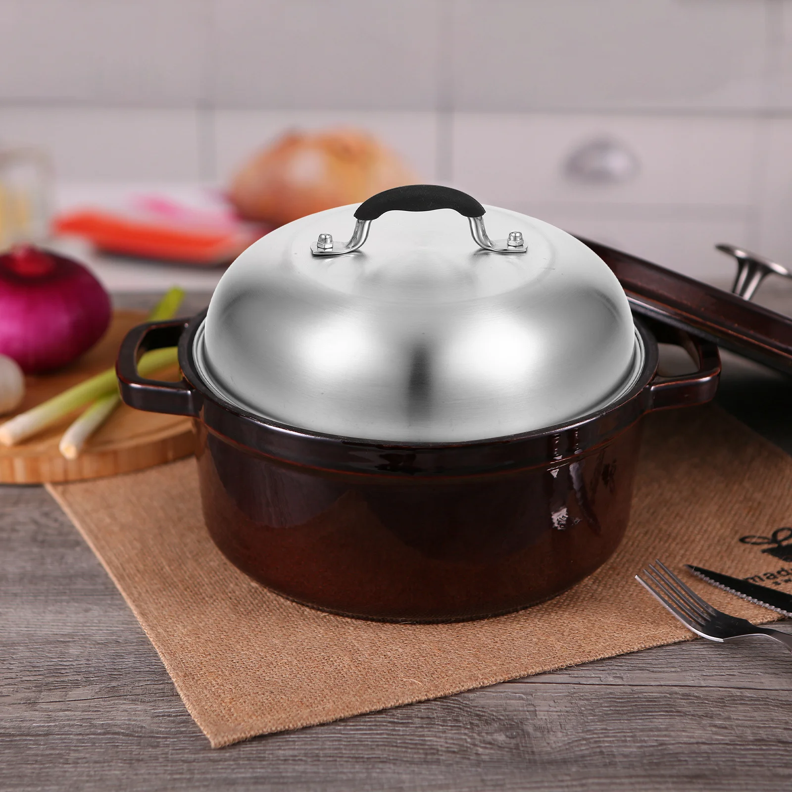 

1pc Stainless Steel Pot Cover Cheese Melting Dome Griddle Lid Kitchen Accessory Steamer Cover For Bbq Soup Roast Vegetables