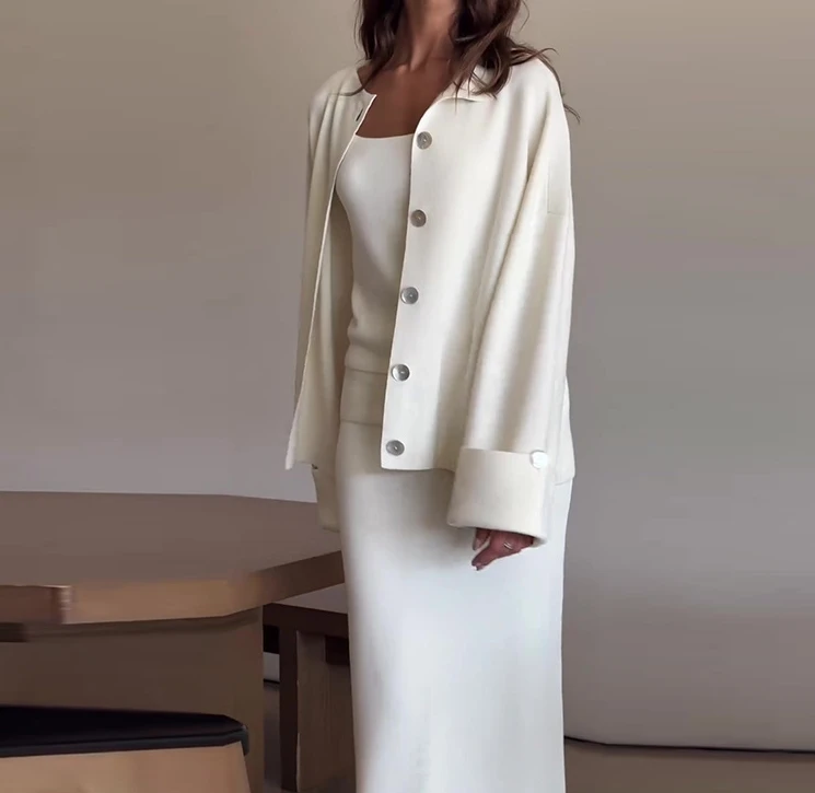 

Lazy Style Women's Casual Versatile Long Sleeved Shirt & Long Skirt Set Temperament Autumn New Female Fashion Elegant Outfits
