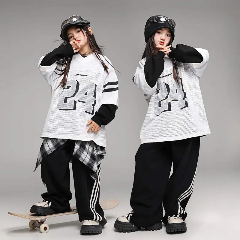 Kids Grils Boys Teen Streetwear Hip Hop Tshirt Pants Sets Children Jazz Costumes T-shirt Trousers Tracksuit Performance Clothing