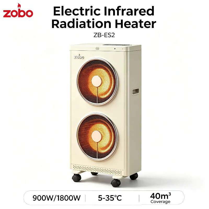 Portable Electric Infrared Radiant Heater with LCD Adjustable Temperature Quiet Space Heater for Home Office Indoor Outdoor Use