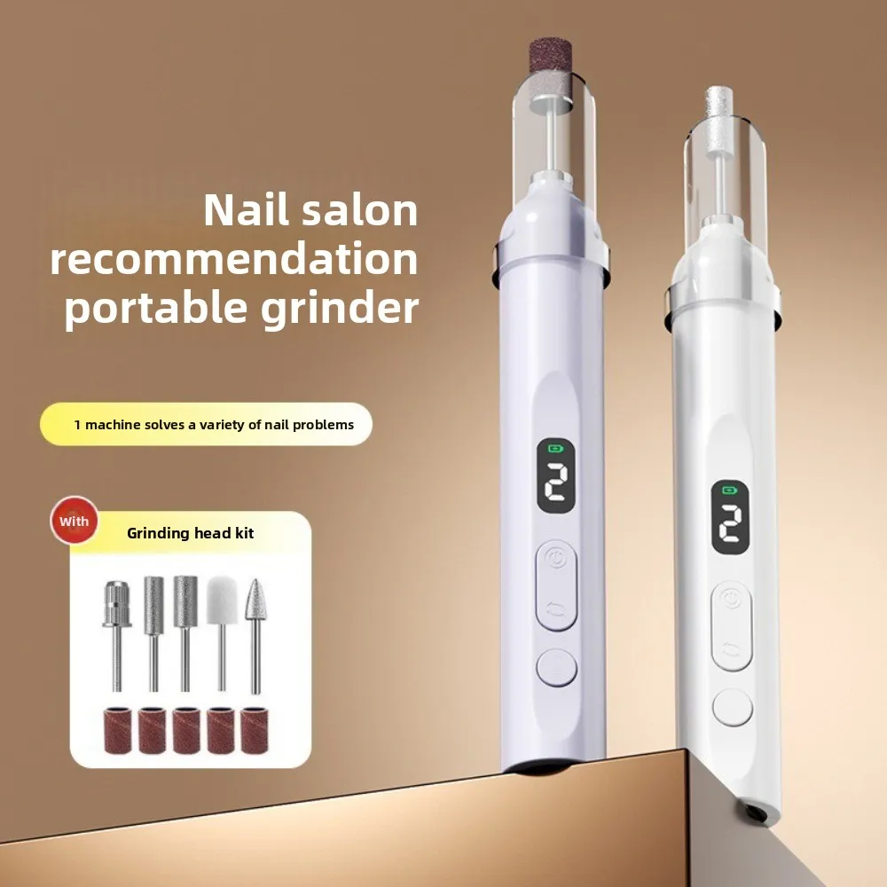 LCDディスプレイ電動ネイルドリルセット、5つの研削ヘッド付き、USBペン型ネイルドライヤー、2-in-1デザイン、ハンドヘルドUV LEDランプ