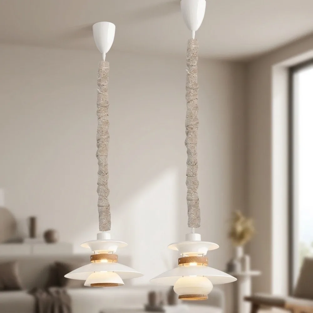 Chandelier Chain Fabric Cover Set 2 Units 6 Ft Each Cotton Linen Cable Protector for Light Fixture Wire Organization