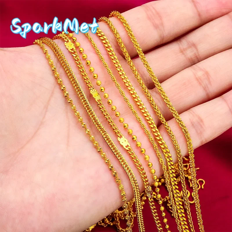 

Золотое колье Sparkmet24K, 60 см | Цепочка из чистого золота AU999, гладкая и полированная, длиной 60 см, элегантная, подходит для многослойного ношения или ношения отдельно.