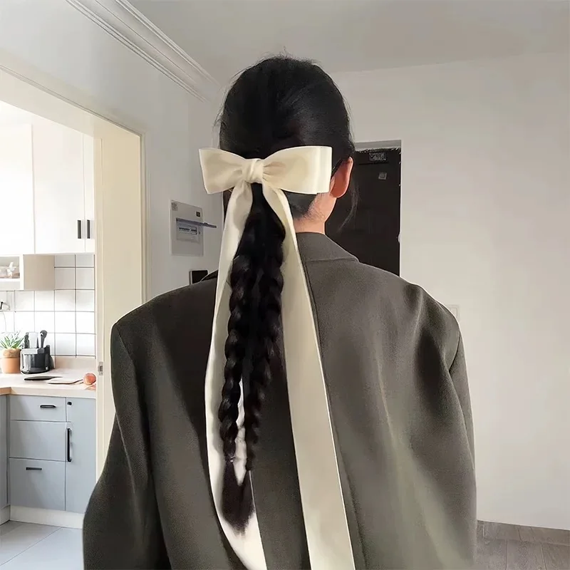 Süße Haarspange mit Schleifenband für Mädchen, romantischer, modischer Haarschmuck im französischen Stil, Haarspangen für Damen, niedliche Haaraccessoires. – Detail 2