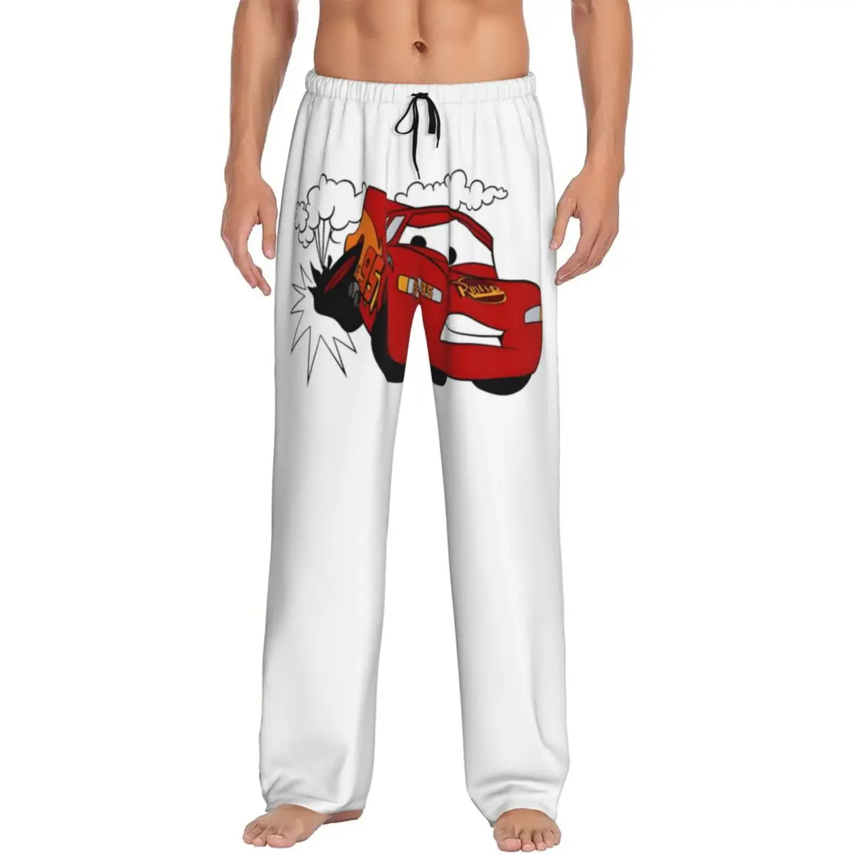 Custom Lightning McQueen Cartoon Pajama Pants Men Cars Lounge Sleep Drawstring Sleepwear Bottoms with Pockets