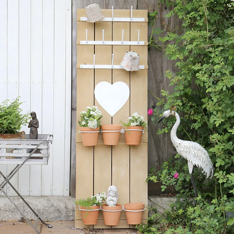 Antiseptic wood flower pot frame, flower stand, stand against the wall, gardening decorative wood board, balcony, courtyard flow
