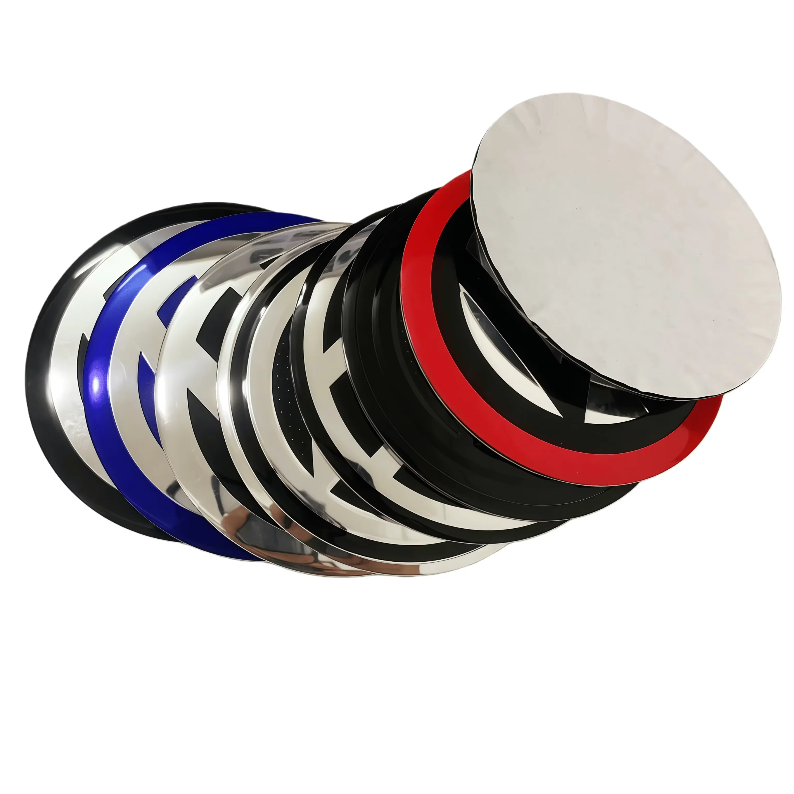 100pcs Car Wheel Center Stickers 56mm/60mm/65mm Diameter Silver Black Rim Caps Hub Cover Badge Decals for Vehicle Wheels