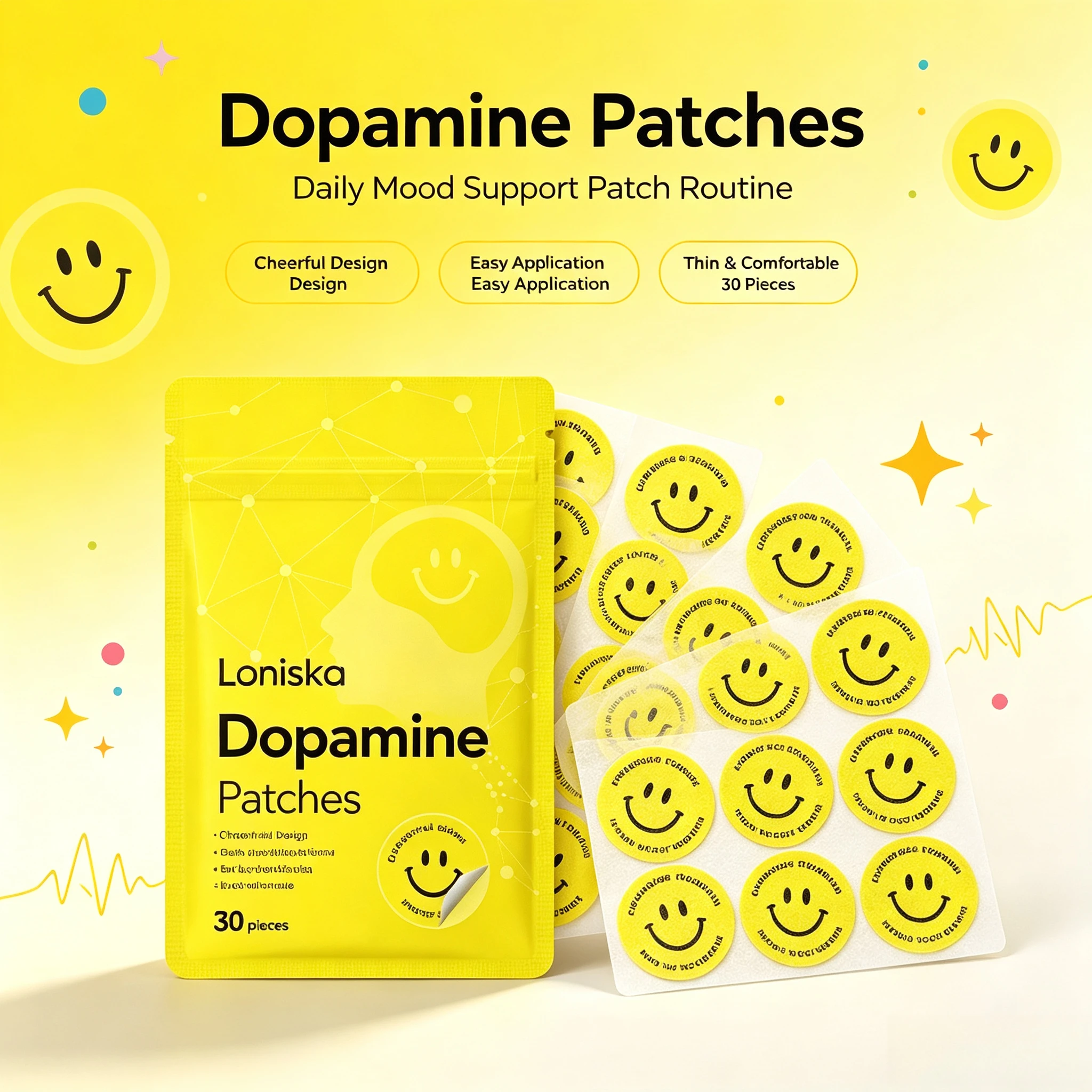 Patchs de Soin Corporel Dopamine Wellness, Autocollants pour un regain de vitalité instantané, améliorent l'humeur, la concentration et la concentration mentale, Patchs de Soins de Santé