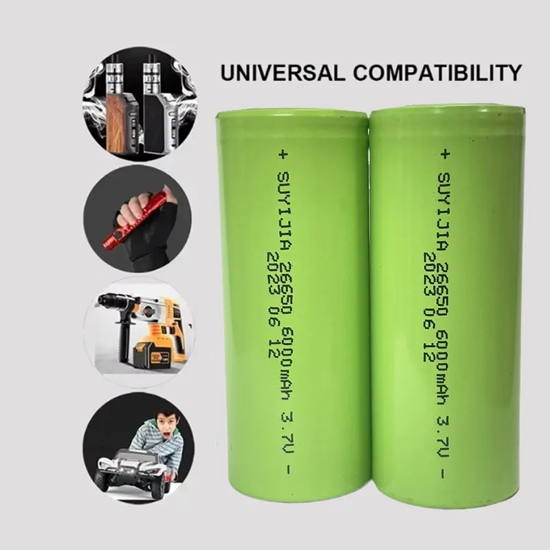 Real 26650 3.7V 6000mah Battery Lithium Li-ion Rechargeable Power Batteries for LED Flashligh Wireless Microphone Electric Toy