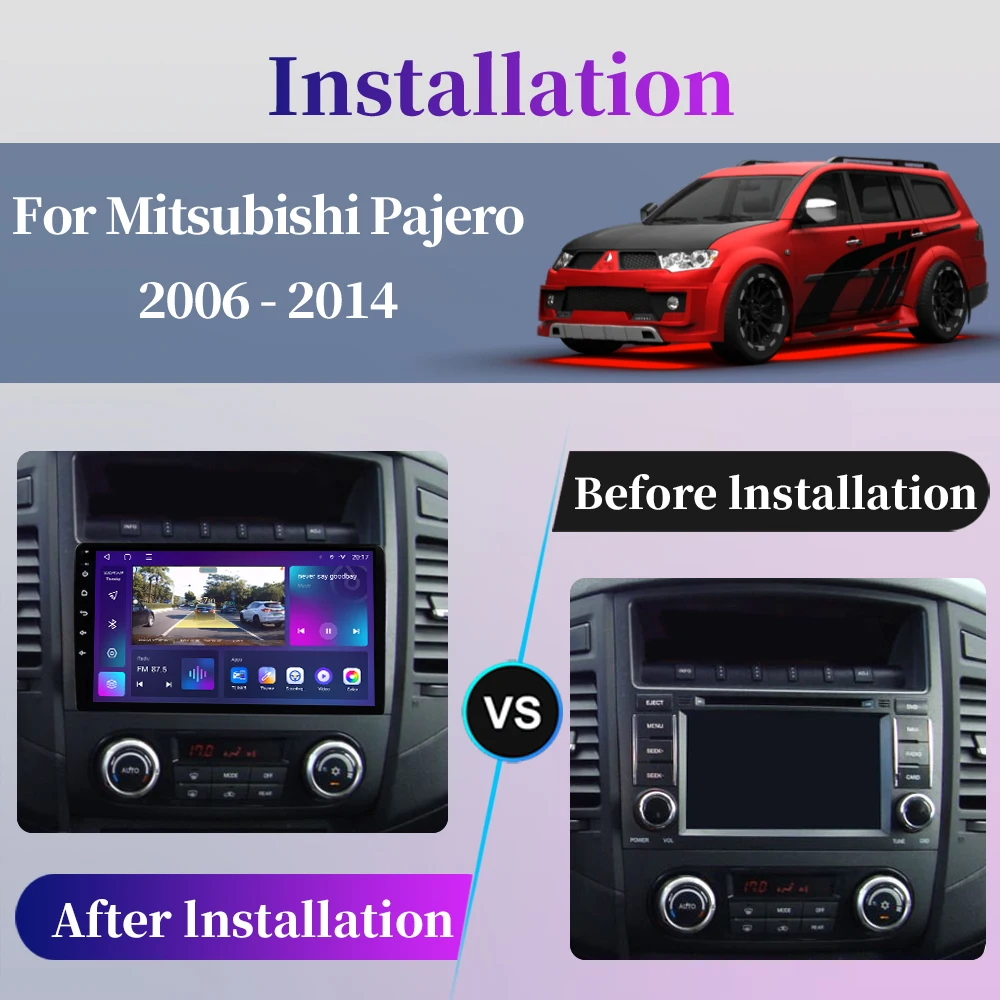 Radio de coche Android para Mitsubishi Pajero 4 V80 V90 2006 2007 2008 2009 2010 2011 2012 2013 2014, reproductor de vídeo Multimedia, Carplay, navegación GPS, pantalla táctil