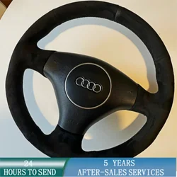 Customized Car Steering Wheel Cover Hand Sewing Suede Leather For Audi A4 B6 2002 A3 3-Spoke 2000 2001 2003 Car Accessories