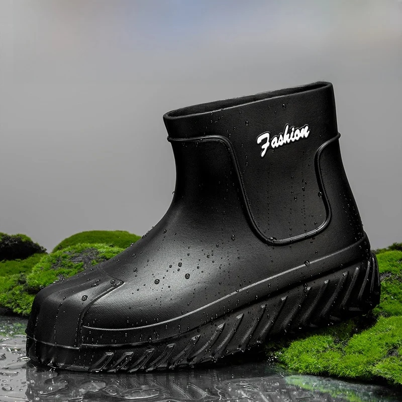 Waterproof Men's Rain Boots 2025 New Style Short Fishing Special Anti-slip Anti-odor Rubber up Rubber Bottom Thick Bottom