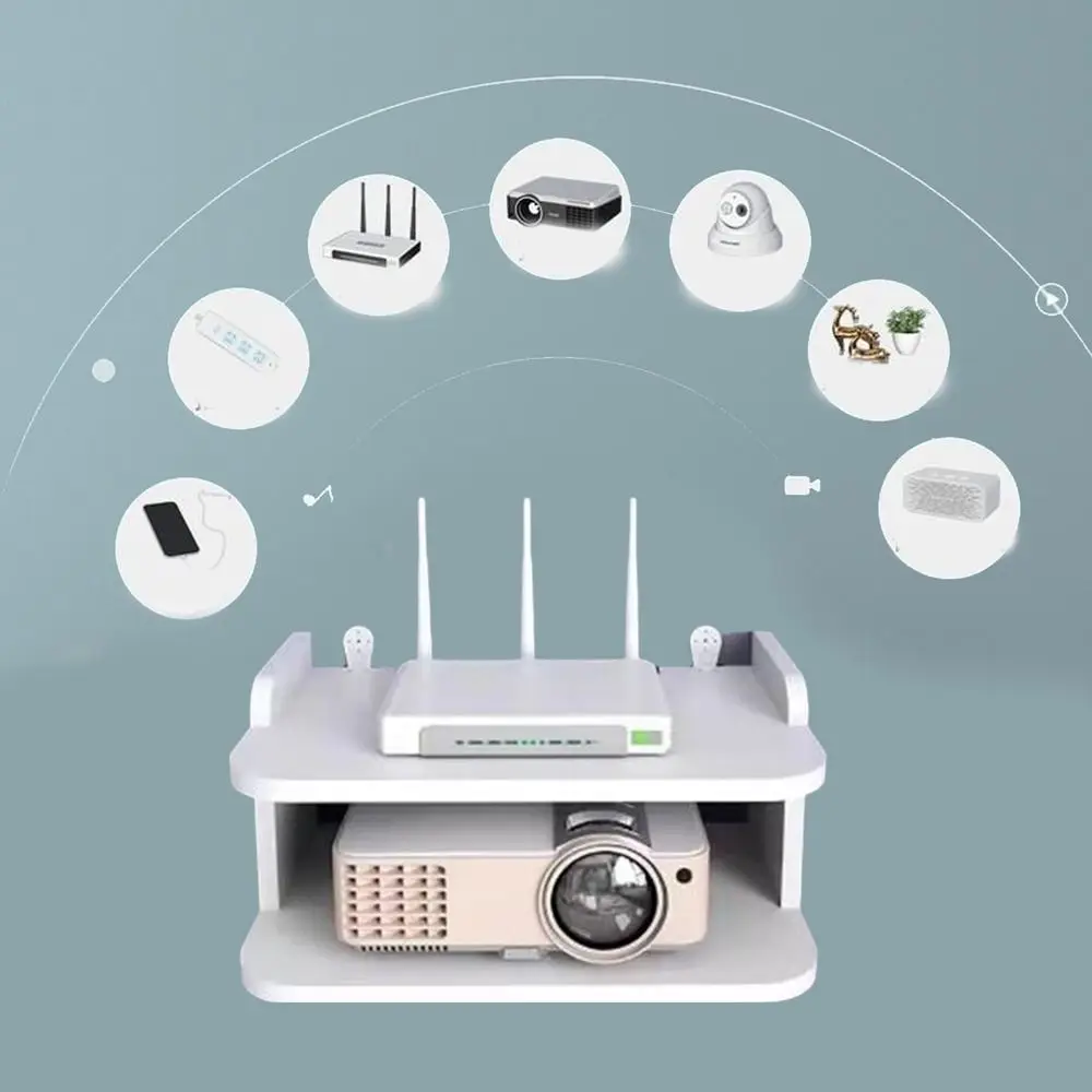 

Plastic Wall Mounted Router Shelf 2/3 Layers Strong Load-Bearing 2 Layer Wall Shelf Space Saving WiFi Router Storage Holder