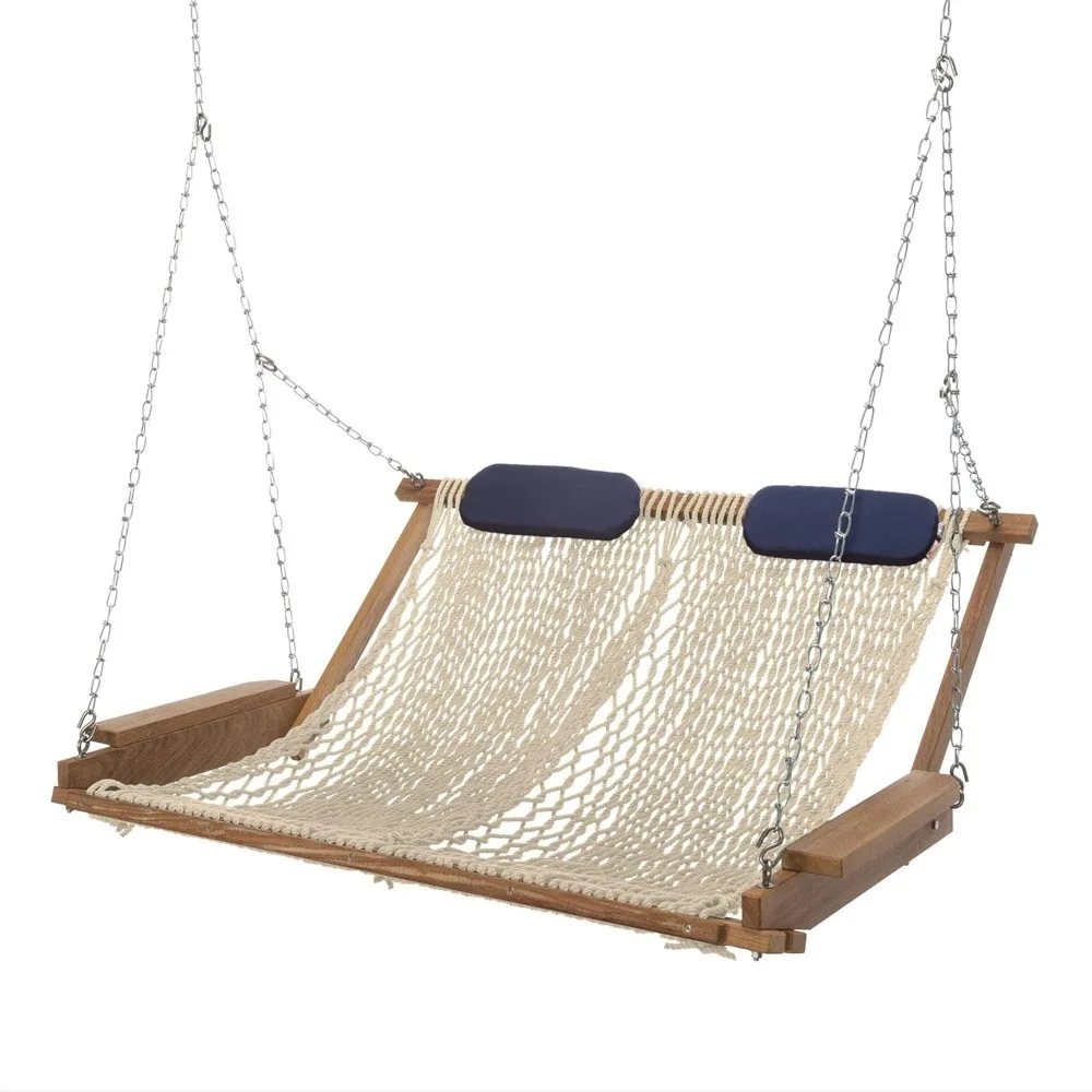 

Outdoors Hammocks, Foldable Swing Chair for Outdoor Garden Patio, Double Swing Chair with Stand, Deluxe Rope Porch Swing