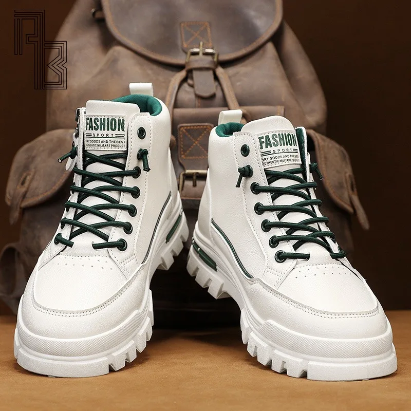 

Весенне-осенние износостойкие высокие ботинки, корейские универсальные мужские ботинки, модная уличная толстая легкая повседневная обувь