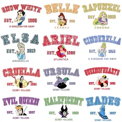 Princess and Villains Iron on Tranasfers Heat Press Stickers Decals for CLothes Thermal Patches