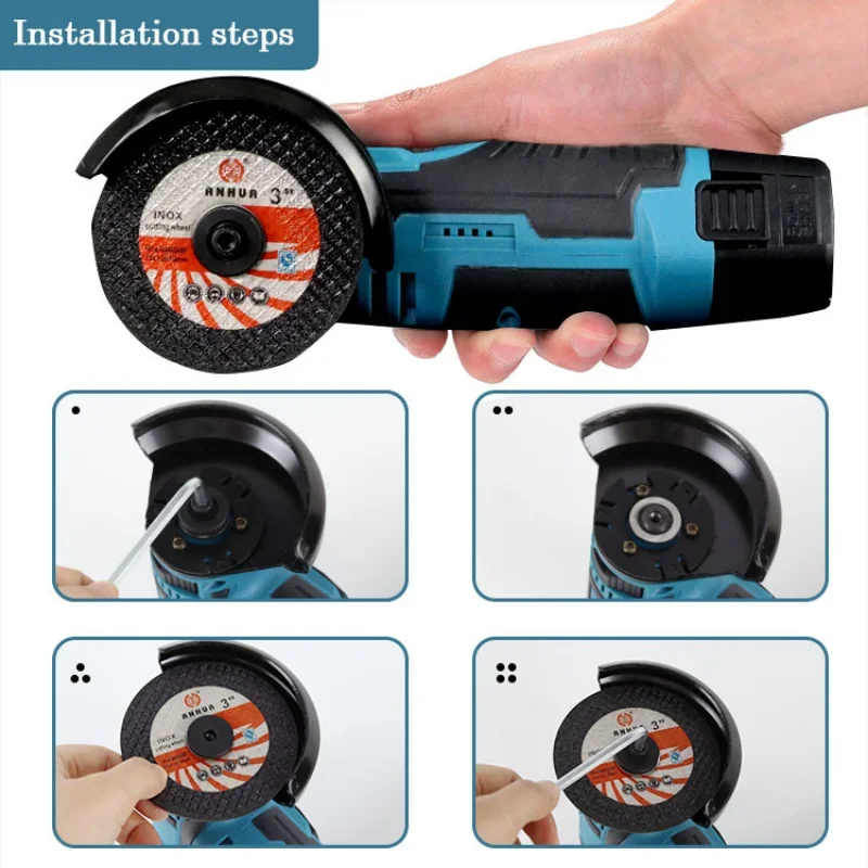 Imagem -04 - Mini Brushless Angle Grinder com Bateria de Lítio Recarregável Máquina de Polimento sem Fio Corte Diamante com Acessórios 12v