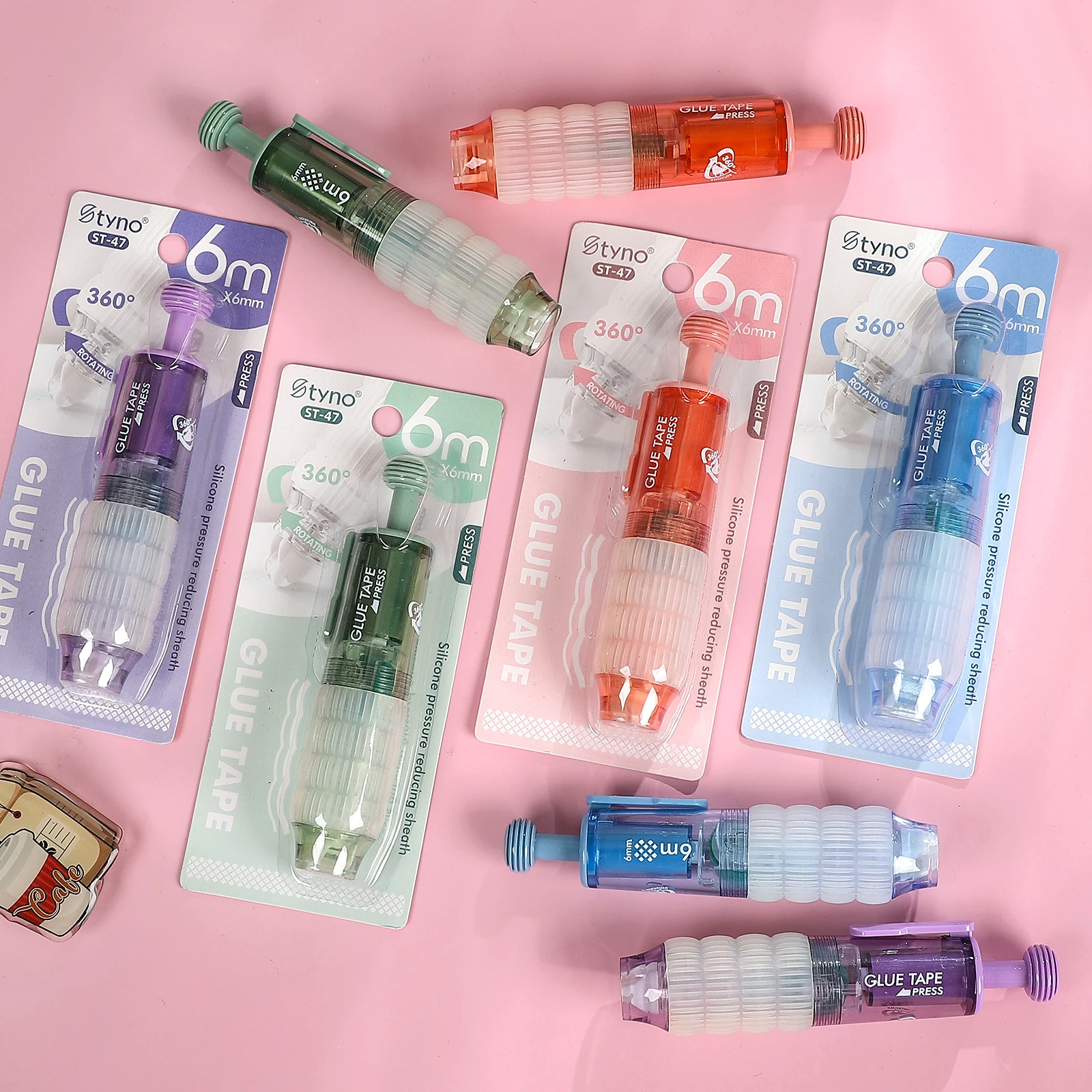 

2 шт./компл. 360 ° Вращающаяся сменная клейкая лента в горошек, креативный материал для журнала «сделай сам», студенческие принадлежности, канцелярские принадлежности