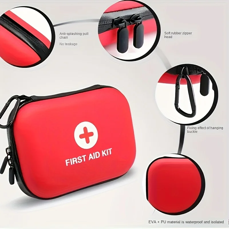 First Aid Kit Complete, 104Pcs Water-Resistant Hard Shell Small Case. Perfect For Travel, Outdoor, Home, Office,Camping, Hiking