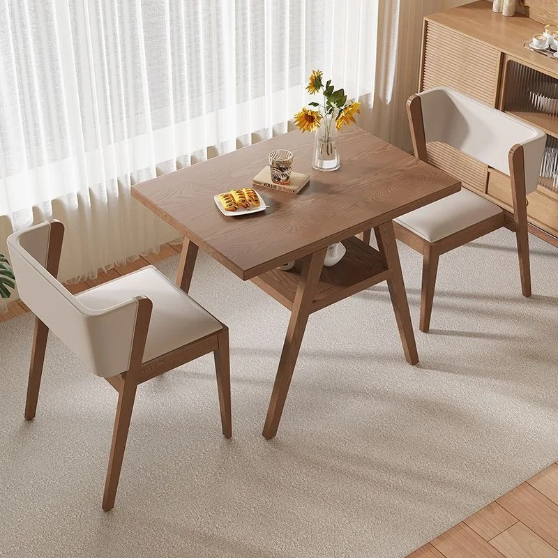 Balcony one table and two chairs Solid wood small table and chair three-piece set Small apartment creative leisure