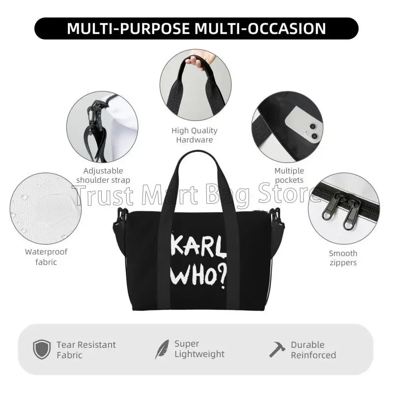 Karl Who Travel Duffel Bag Foldable Lightweight Waterproof Weekender Overnight Bags with Shoulder Strap Sports Gym Travel Bag