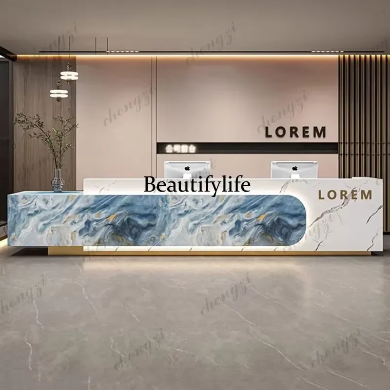 for A73 Hotel Beauty Reception Desk Executive Long Company Aesthetic Design Minimalist Escritorio Commercial Furniture