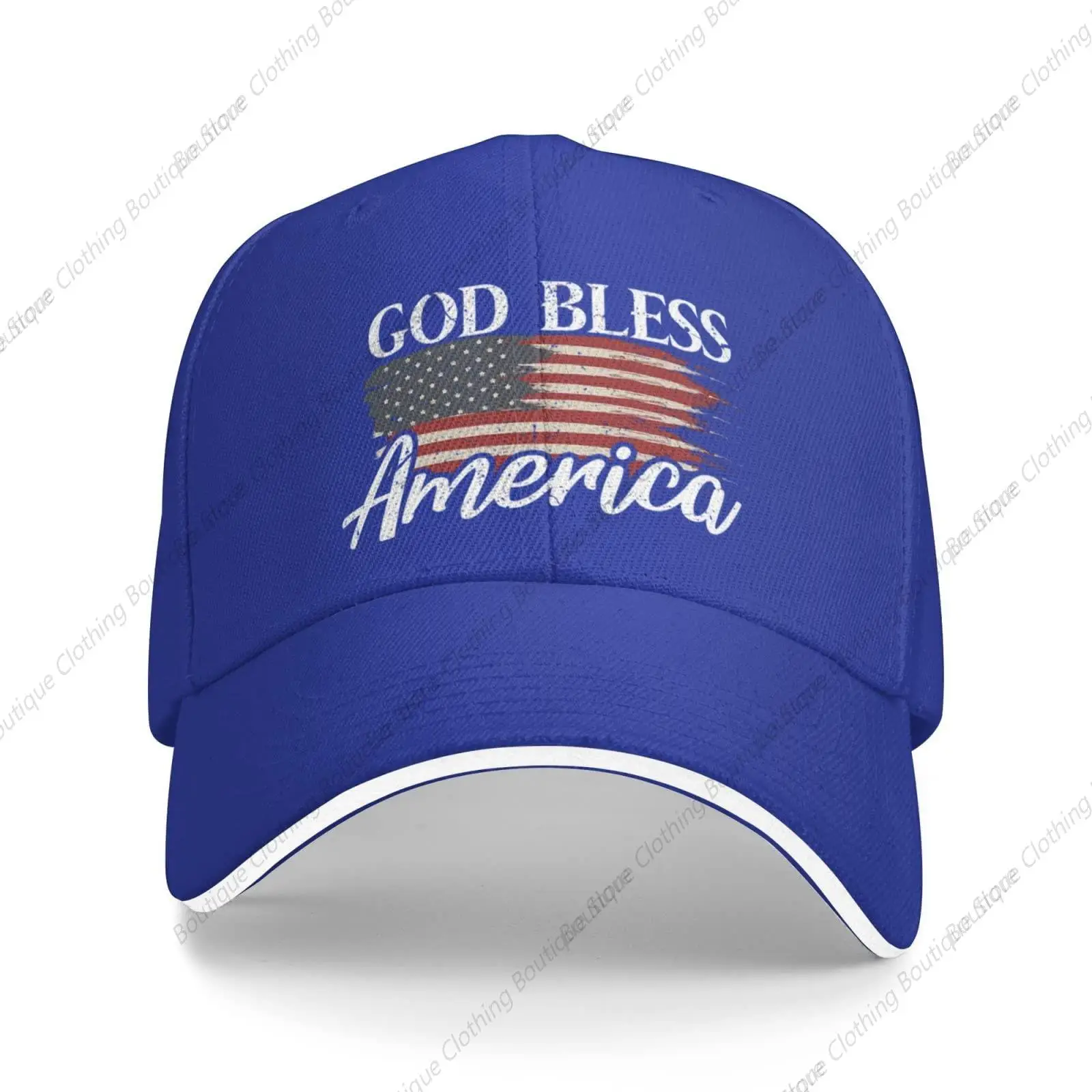 God Bless America Patriotic USA Baseball Cap for Women Cowboy Hat Trucker Hat Men Dad Hat Adjustable Snapback Hat Blue