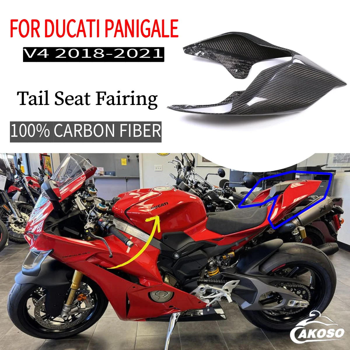 For Ducati Panigale Streetfighter V4 V4S V4R 2018- 2021 2022 2023 Motorcycle Pure Carbon Fiber Tail Seat Cover Faring Cowl Kits