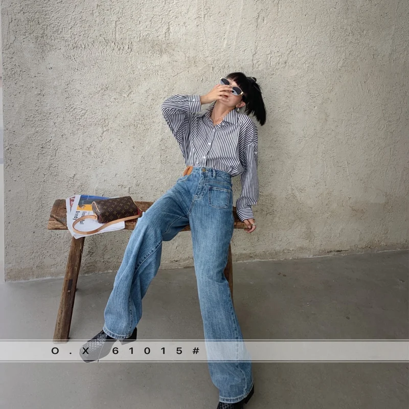 

Y2k Korean Fashion Style 2021 Women Jeans Pants Women Autumn and Winter New Casual Loose High Waist Wide Leg Pants Ladies Jeans