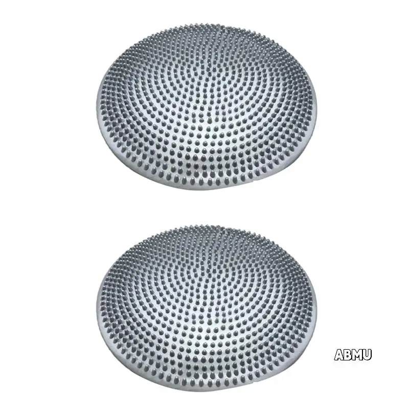 

2X Yoga Balls Massage Pad Inflatable Balance Cushion Disc Mat Fitness Training Ball Rehabilitation Pad Silver-Grey