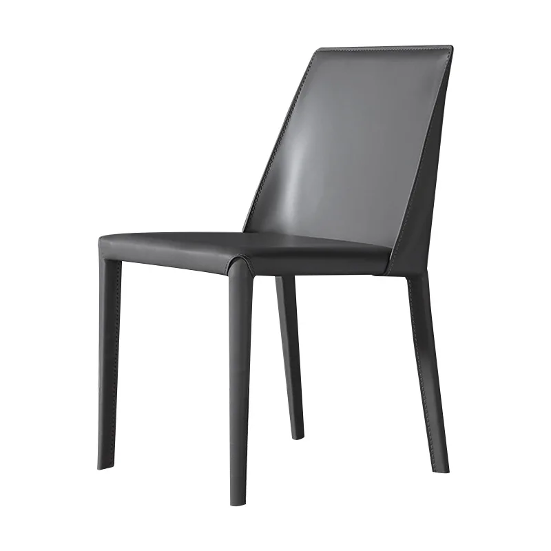 

Italian light luxury saddle leather dining chair home modern simple backrest minimalist designer chair Nordic desk