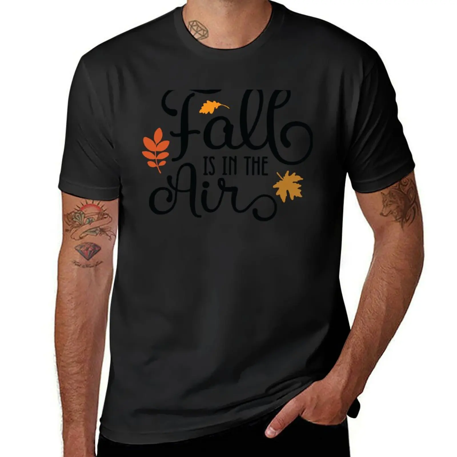 fall is in the air,Fall Pumpkin Ghost October Skeleton Creepy Leaf Trick Or Treat Thanksgiving Season Goth Gothic T-shirt