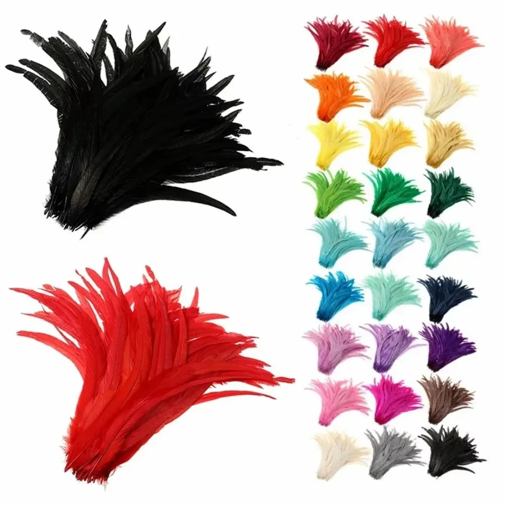 20Pcs Decorative Feather Plumes Rooster Tail Feathers 25-30cm Length Natural Feather Costume Feathers Firm Quill Smooth Surface