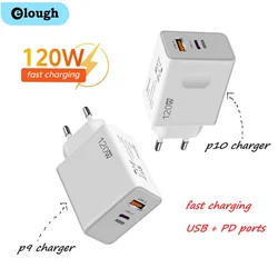 Elough-PD120W Carregador De Telefone De Carregamento Rápido USB, Adaptador De Carregador Para Huawei, Xiaomi, Samsung, iPhone, Dispositivos De Celular, QC3.0