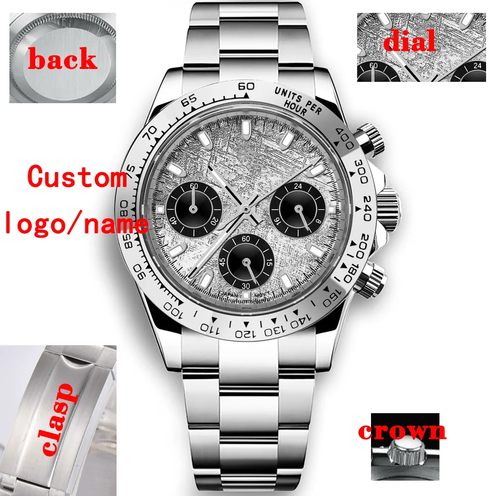 

Кварцевые часы с логотипом на заказ VK63, часы для джентльменов, повседневные модные светящиеся водонепроницаемые часы с хронографом 5ATM для мужчин, высокое качество