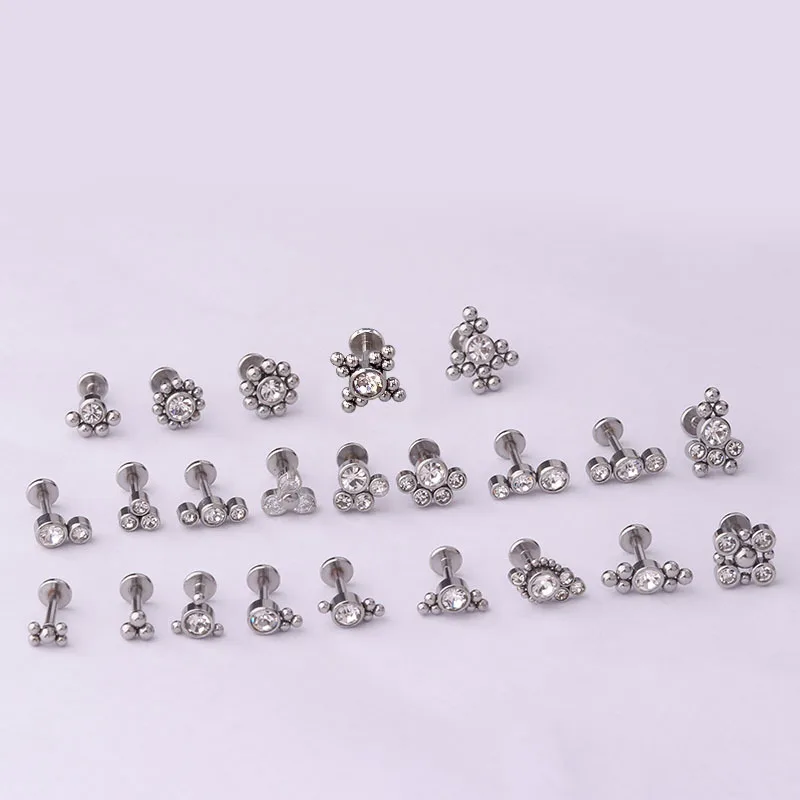 1PC 16G Internally Threaded G23 Titanium & Steel Bar Opal Ear Piercing Jewelry Helix Tragus Cartilage Earrings Labret Nose Stud