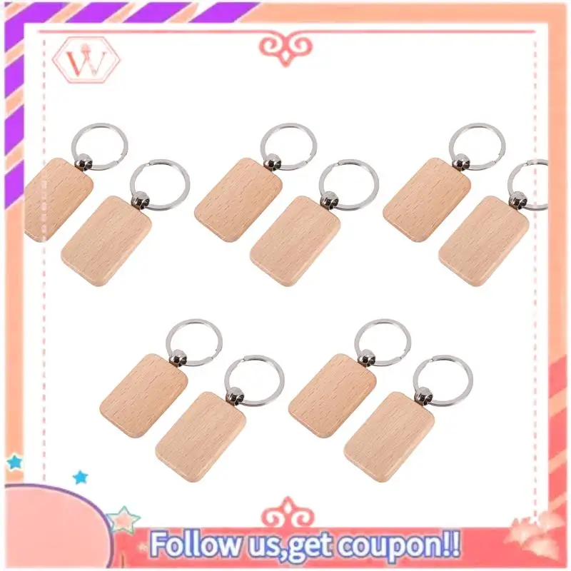 

Upgraded 10 Pack Blank Wooden Key Chain Unfinished Wood Pendant Blanks With Keyrings For EDC Tags DIY Key Craft Supplies