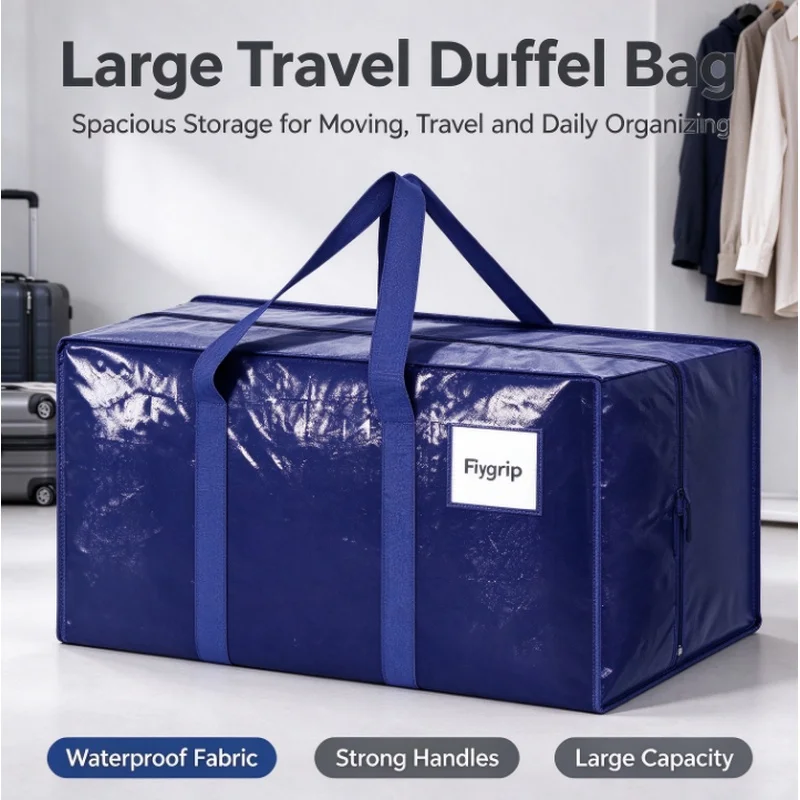1/2 Pack Extra Large Heavy Duty Moving Bags, Durable Storage Bag with Zippers & Handles, Christmas Gift, Stocking Stuffers
