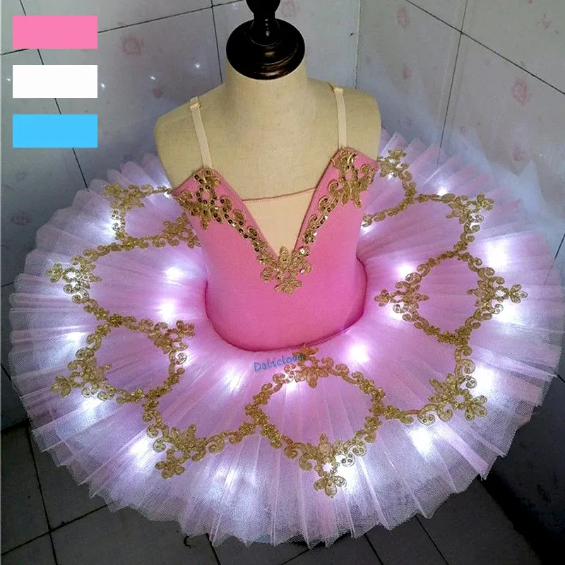 

Girls Led Light Professional Ballet Tutu Glow Ballerina Ballet Dress Kids Adult Luminous Birthday Party Dance Costume Dancewear