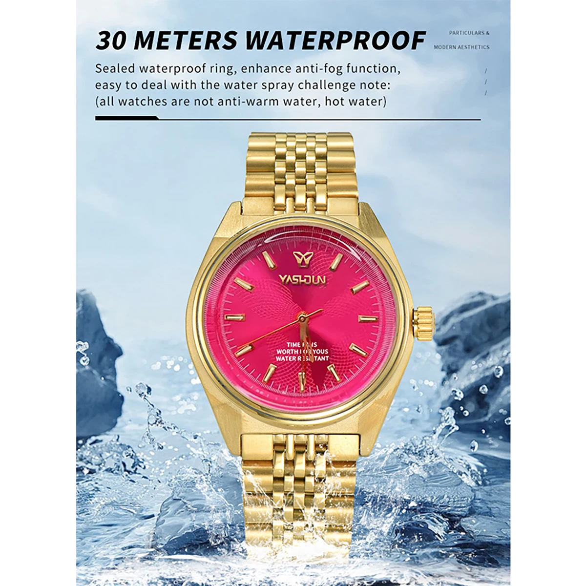 YASHIDUN 2025新作 レディース腕時計 クォーツ腕時計 高級 シンプル文字盤 ラグジュアリーゴールドカラー レディース ヴィンテージ腕時計 防水