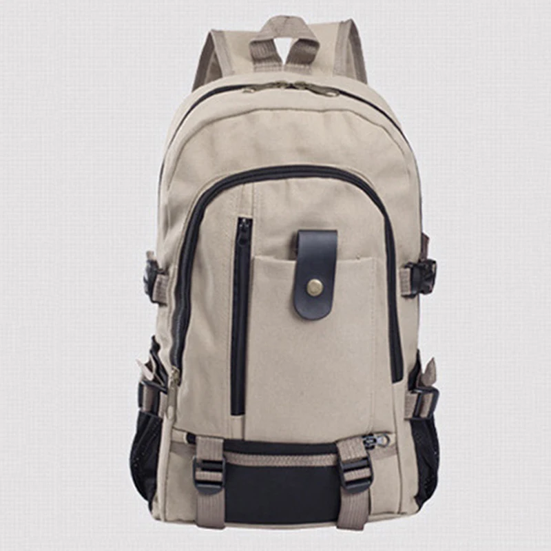 Men's Canvas Backpack Large-capacity Schoolbag Explosion Solid Color Rucksacks Fashion Casual Travel Sport Bag Backpack