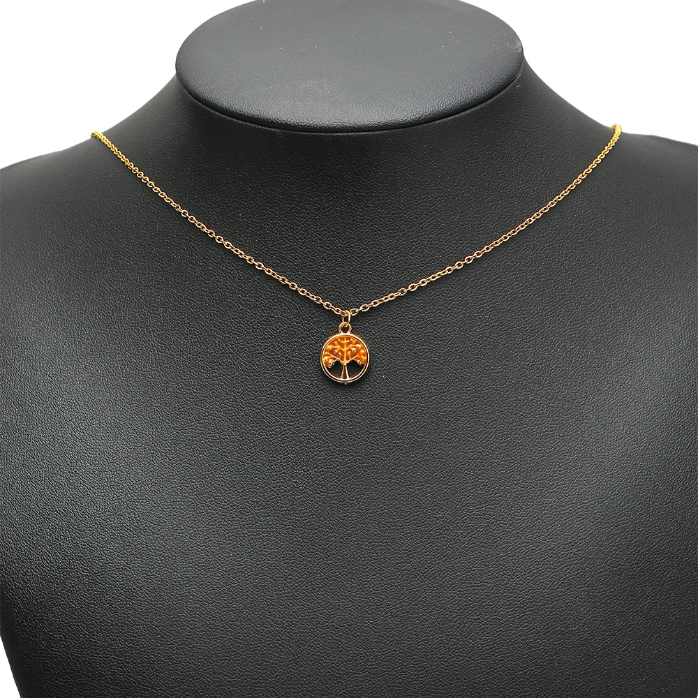 5 Stück Edelstahl-Emaille-Lebensbaum-Anhänger, runde Halskettenanhänger für DIY-Schmuckherstellung, Ohrringe, Armbänder, Fußkettchen. – Detail 3