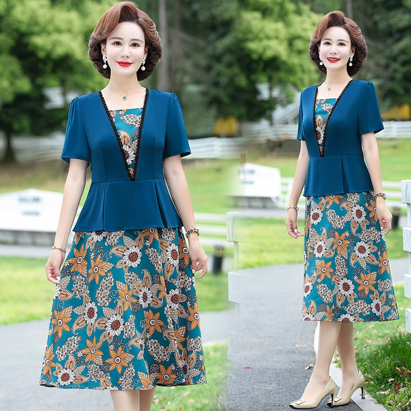 2023 Women\'s Summer New Slim-Fit Chiffon Floral Dress Woman Patchwork Vestido De Mujer Femme