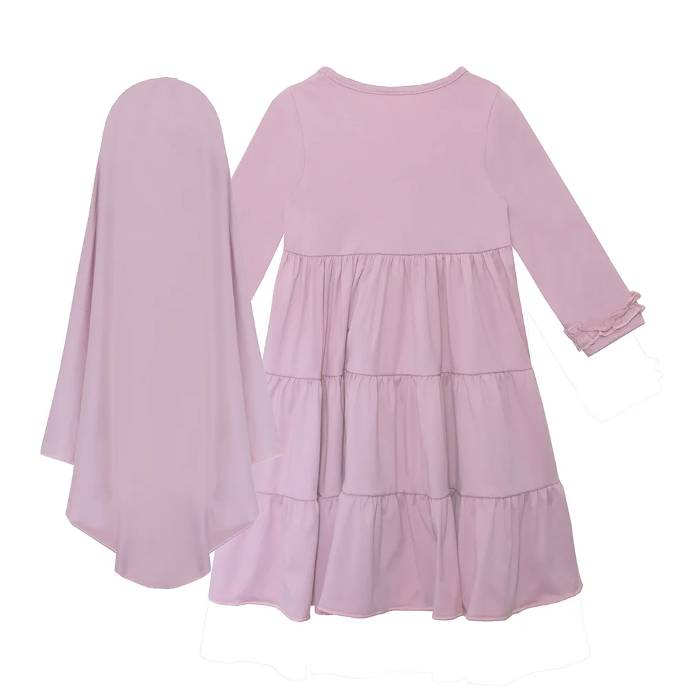 Enfants filles Khimar Djellaba Eid Ramadan Islam enfants vêtements dubaï Abaya turquie caftan musulman Hijab robe prière vêtement 2 pièces