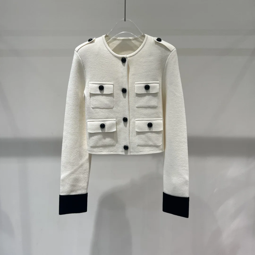 

Новинка осени 2024: Модный универсальный вязаный кардиган для женщин, тонкий, с принтом, в стиле «Маленький аромат», стандартный крой