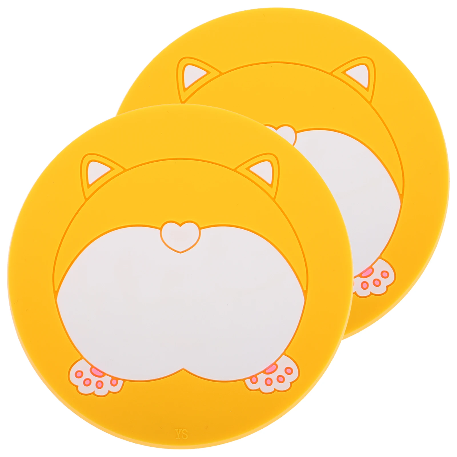

2 Pcs Cup Cup Coasters Holder Mat Non-slip Cartoon Coasters Yellow Cute PVC Universal Fit Beverage Rack Accessories
