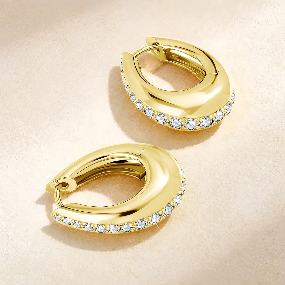 14K Gold Filled Moissanite Chunky Hoop Earrings for Women Thick Teardrop Earring Hypoallergenic Non-fading Ear Jewelry - view 4